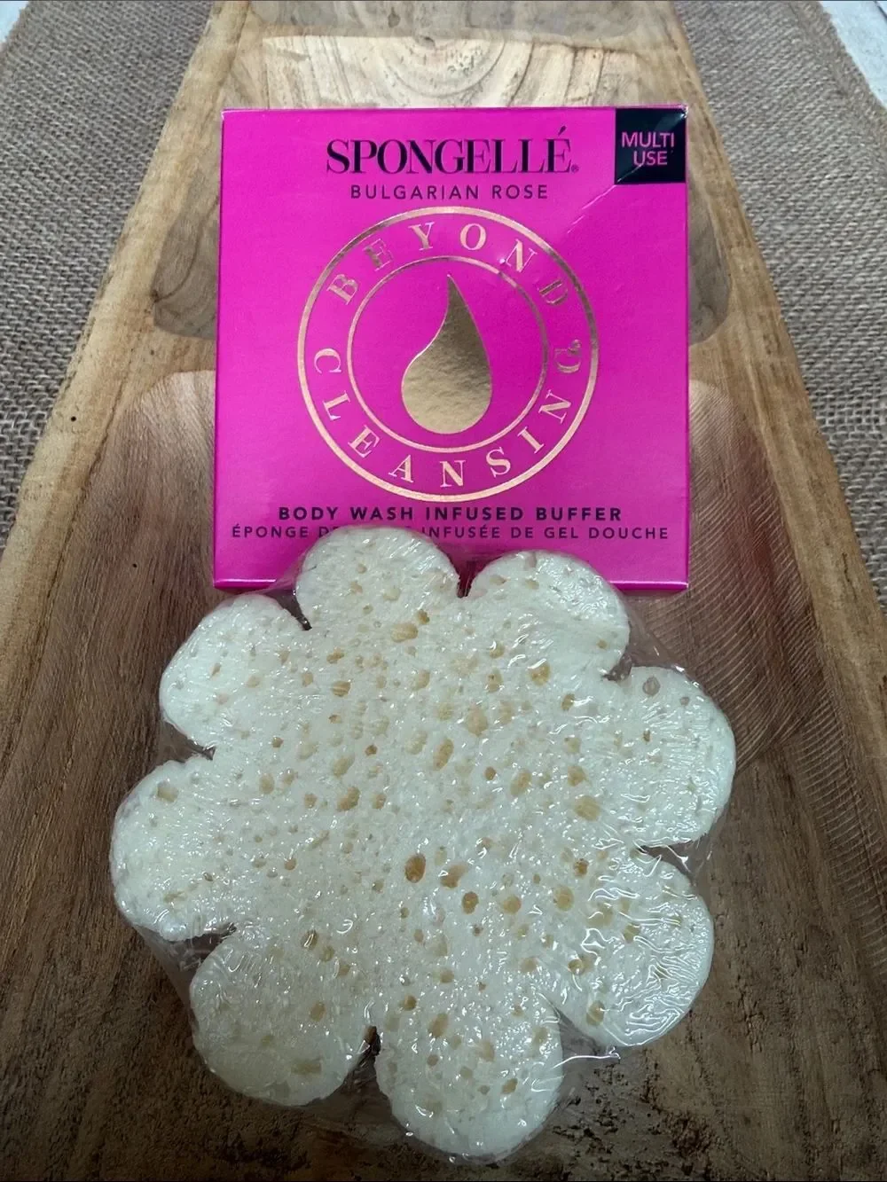 Spongelle Bulgarian Rose Body Wash Infused Buffer - Pink & Cream